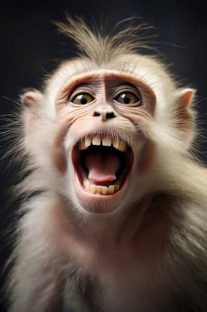 View of funny monkey with mouth open