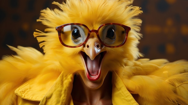 Free photo view of funny person with bird mask