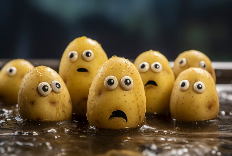 Free Photo view of funny potatoes