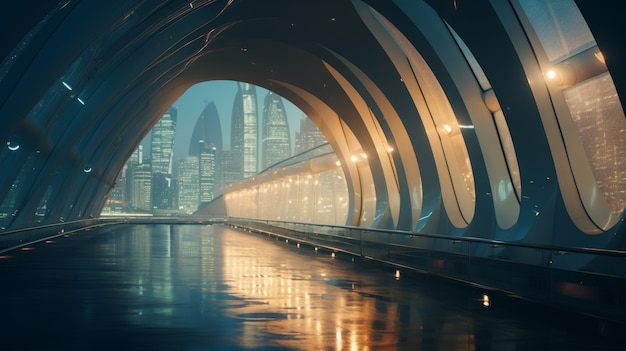 Free photo view of futuristic bridge