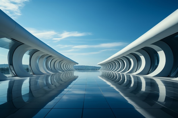 Free photo view of futuristic bridge