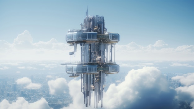 Free photo view of futuristic building architecture