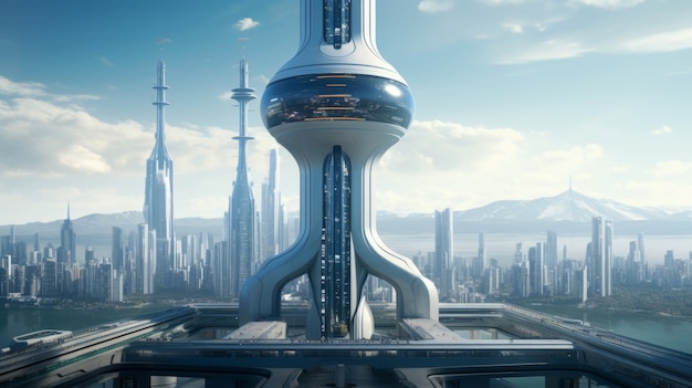 View of futuristic building architecture