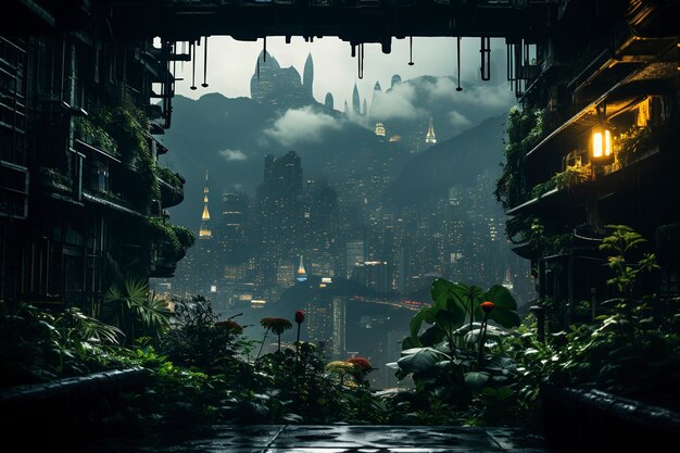 View of futuristic city