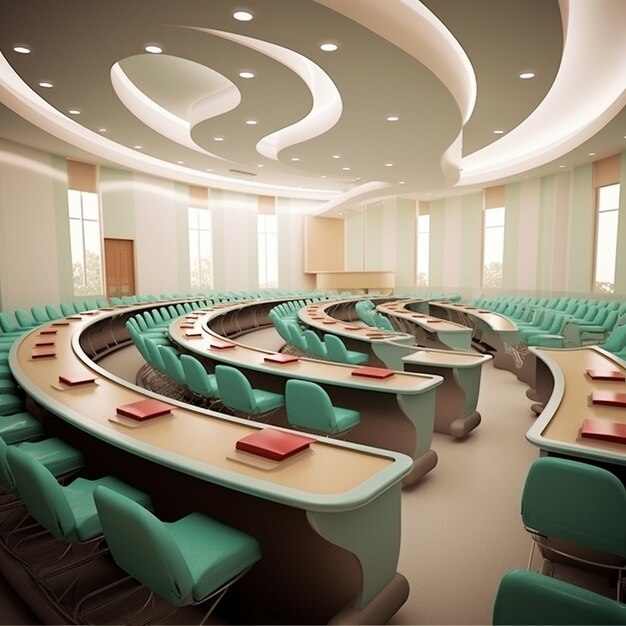 View of futuristic classroom for students