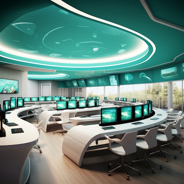 View of futuristic classroom for students