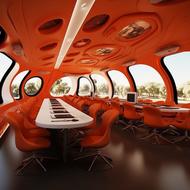 Free photo view of futuristic classroom for students