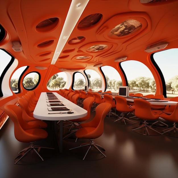 view of futuristic classroom for students