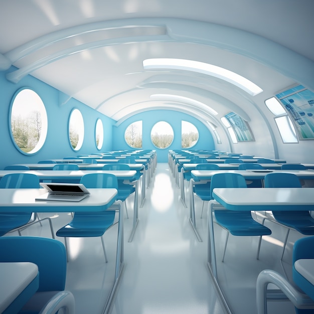 View of futuristic classroom for students