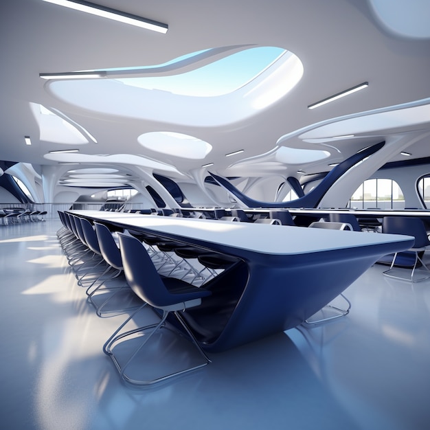 Free photo view of futuristic classroom for students