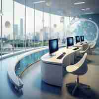 Free photo view of futuristic and high tech classroom for students