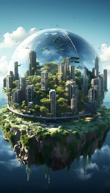 Free photo view of futuristic high tech earth