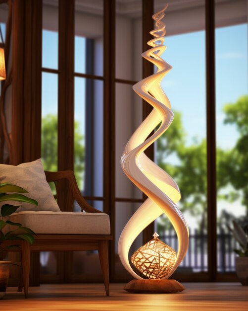 Вид футуристического дизайна световой лампы
