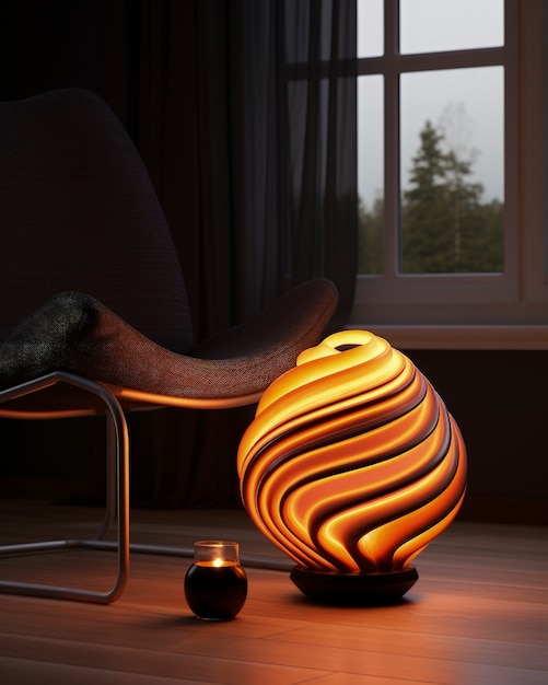 Foto gratuita vista del design futuristico della lampada luminosa