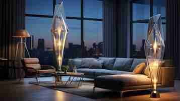 Free photo view of futuristic lighting lamp design