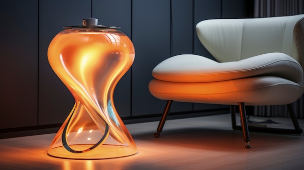 Foto gratuita vista del design futuristico della lampada di illuminazione