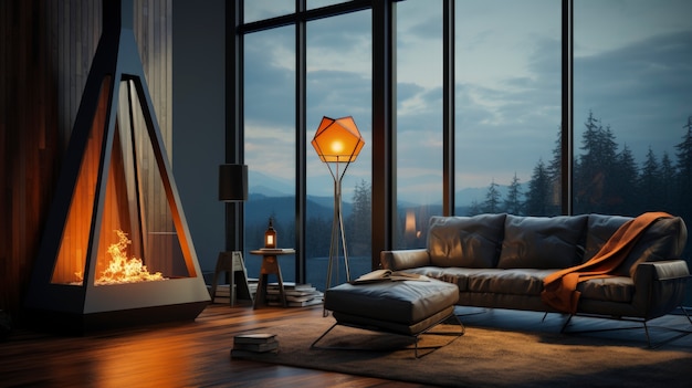 View of futuristic lighting lamp design