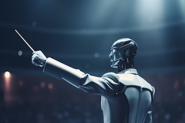 view of futuristic music robot or droid