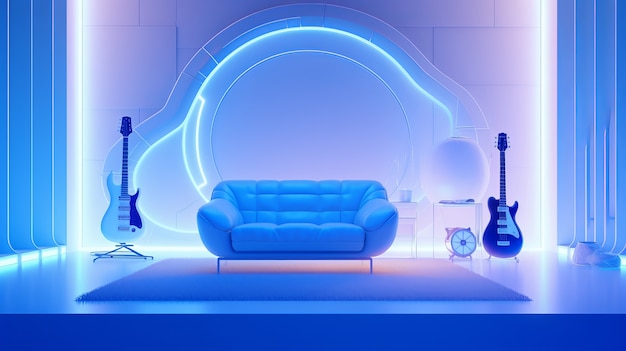 Free photo view of futuristic music room