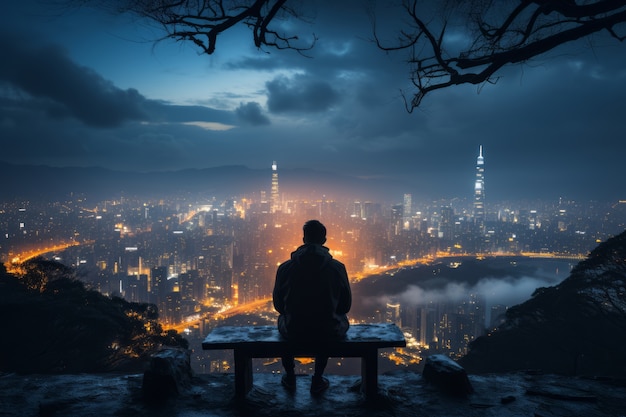 未来的な神秘的な他の世界の空の景色