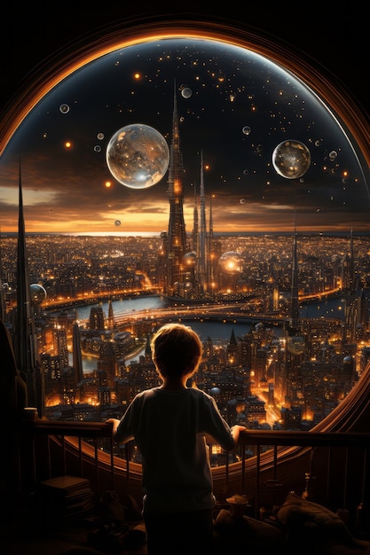 view of futuristic mystical other worldly sky