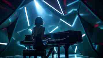 Free photo view of futuristic piano concert