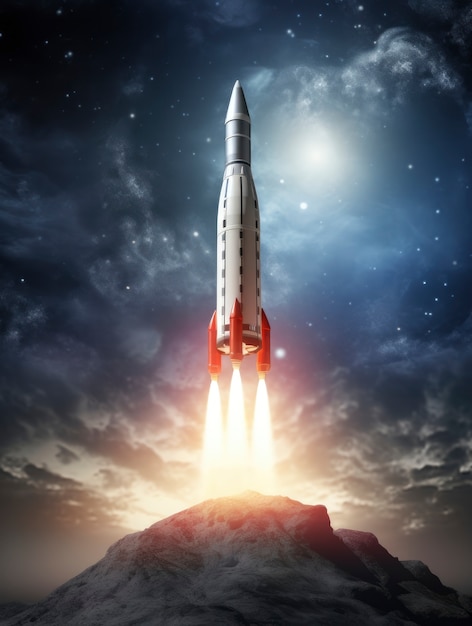 Free photo view of futuristic space rocket