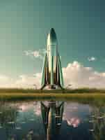 Free photo view of futuristic space rocket