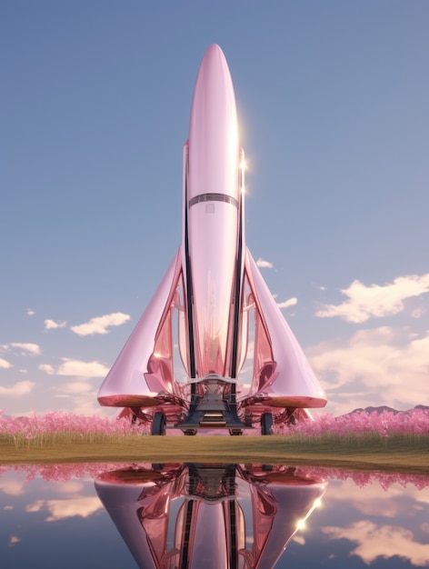 View of futuristic space rocket