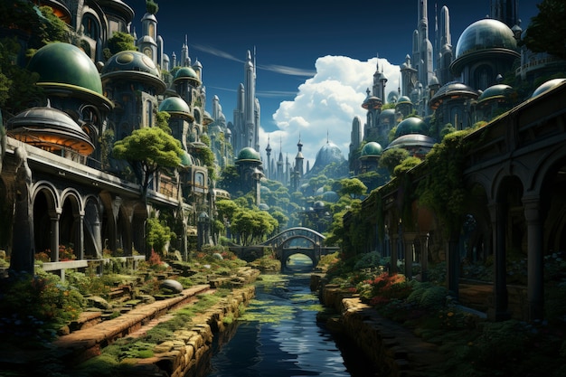 View of futuristic urban city