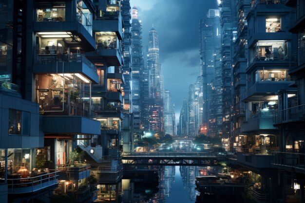 View of futuristic urban city