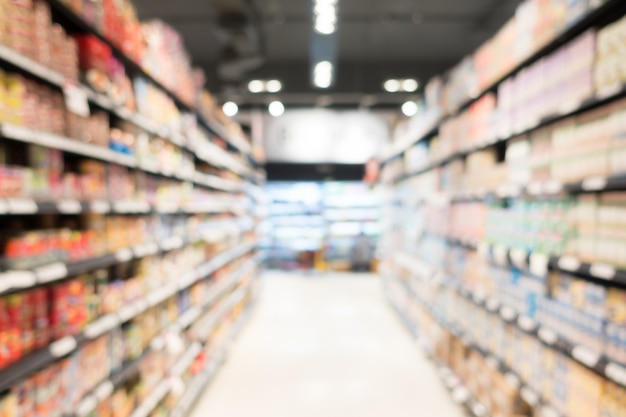 View of fuzzy aisle with products