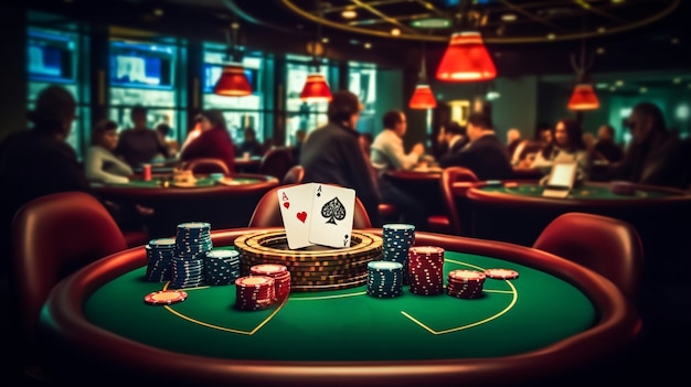 Foto gratuita vista del gioco e del tavolo di scommesse in un casinò