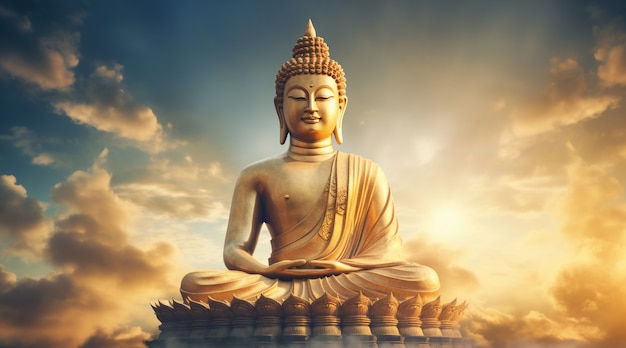 Foto gratuita vista della statua dorata del buddha