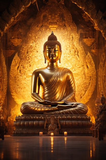 View of golden buddha statue