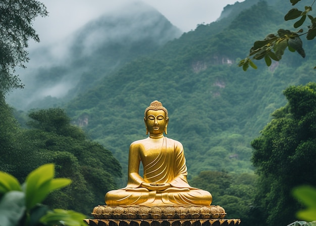 Foto gratuita vista della statua dorata del buddha