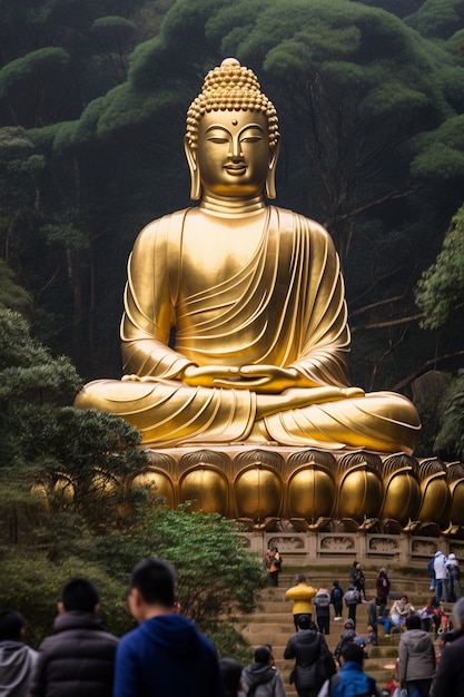 Free photo view of golden buddha statue