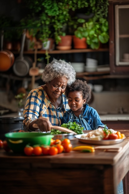 Free photo view of grandmother and grandchild showing affection and human connection