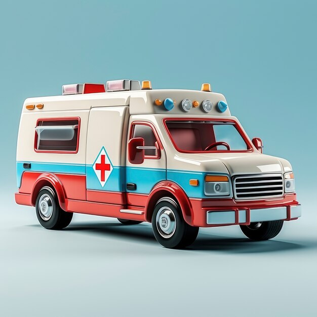 Вид графической 3D машины скорой помощи