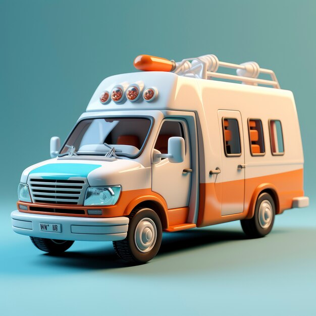 Вид графической 3D машины скорой помощи