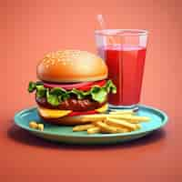 Free photo view of graphic 3d fast food