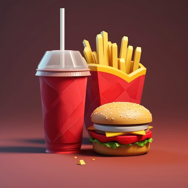 Foto gratuita vista del fast food grafico 3d