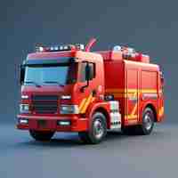 Free photo view of graphic 3d fire truck