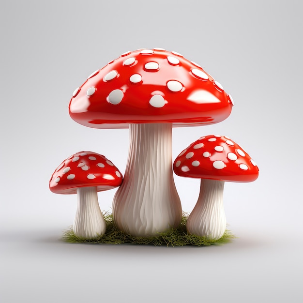 View of graphic 3d mushrooms