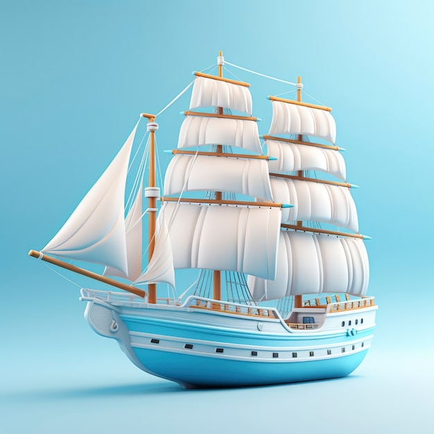 Free photo view of graphic 3d sailboat