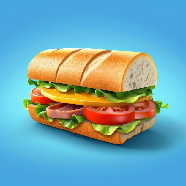 Foto gratuita vista del panino grafico 3d