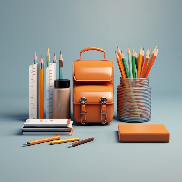 Free photo view of graphic 3d school bag