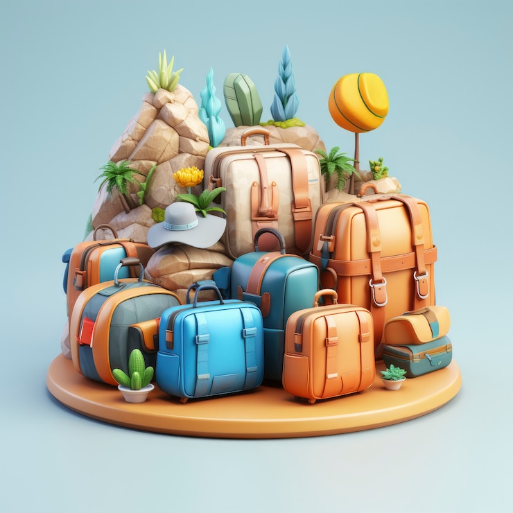 Free Photo view of graphic 3d travel luggage