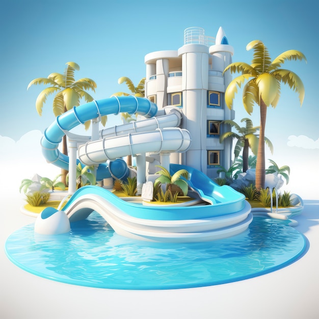 View of graphic 3d water resort