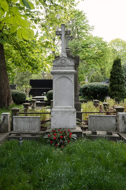 Free photo view of graves in the cemetery